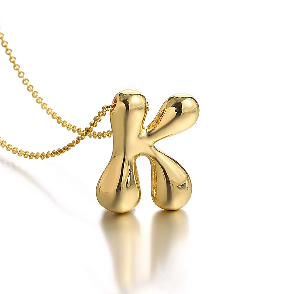 Bubble Initial Necklace l 18K Gold Plated