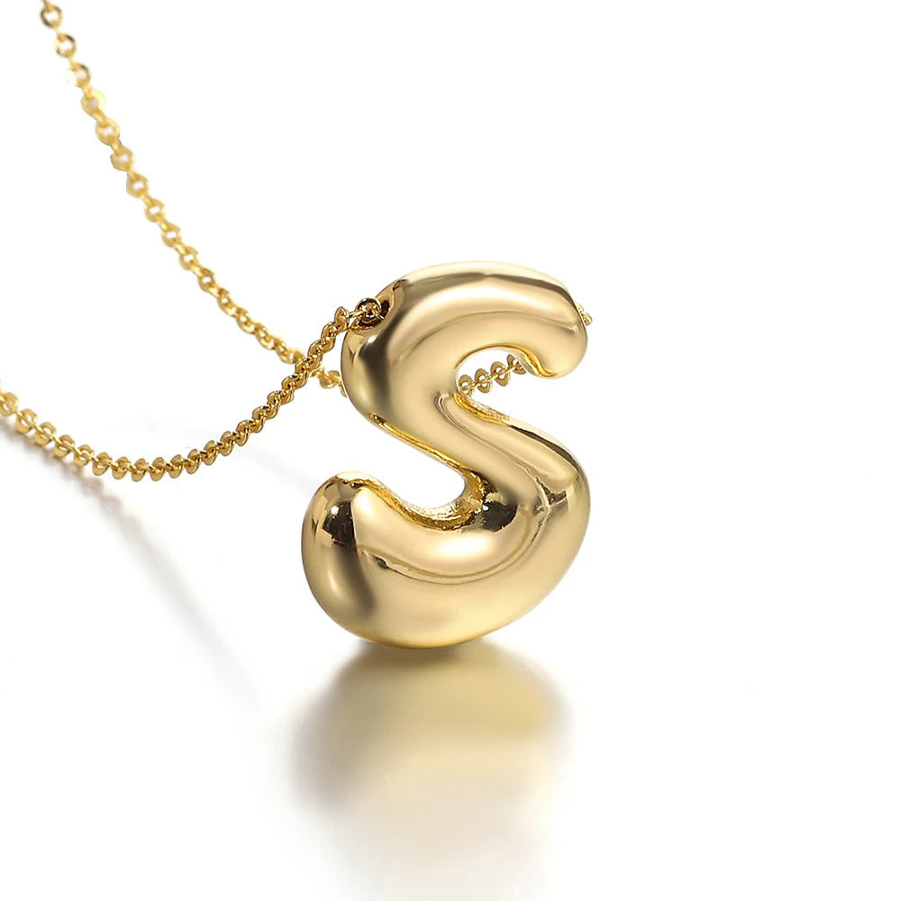 Bubble Initial Necklace l 18K Gold Plated