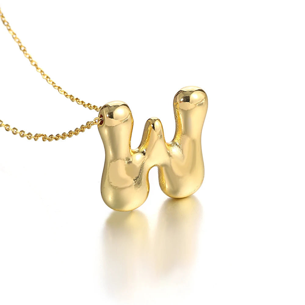 Bubble Initial Necklace l 18K Gold Plated