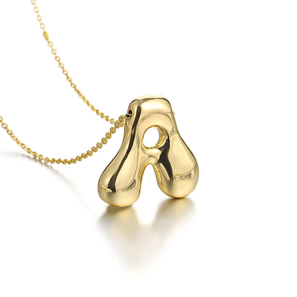Bubble Initial Necklace l 18K Gold Plated