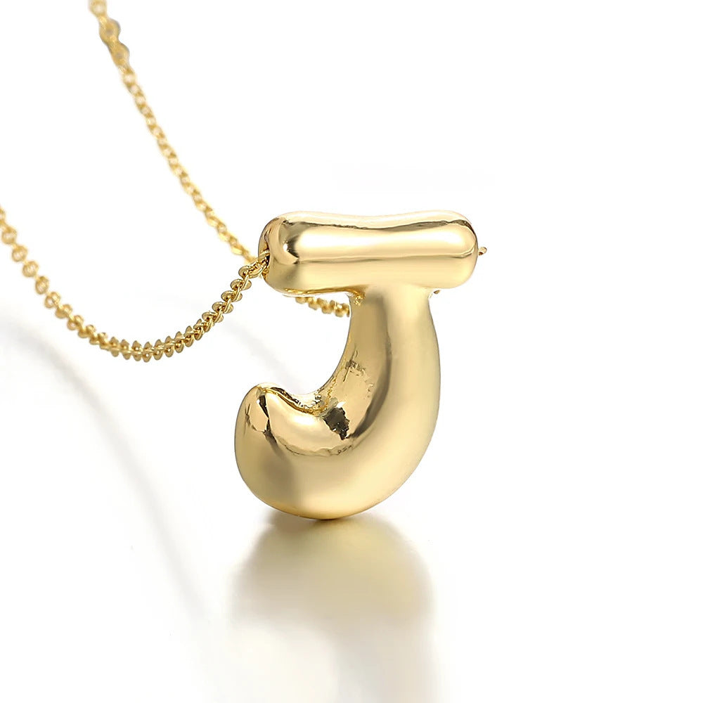 Bubble Initial Necklace l 18K Gold Plated