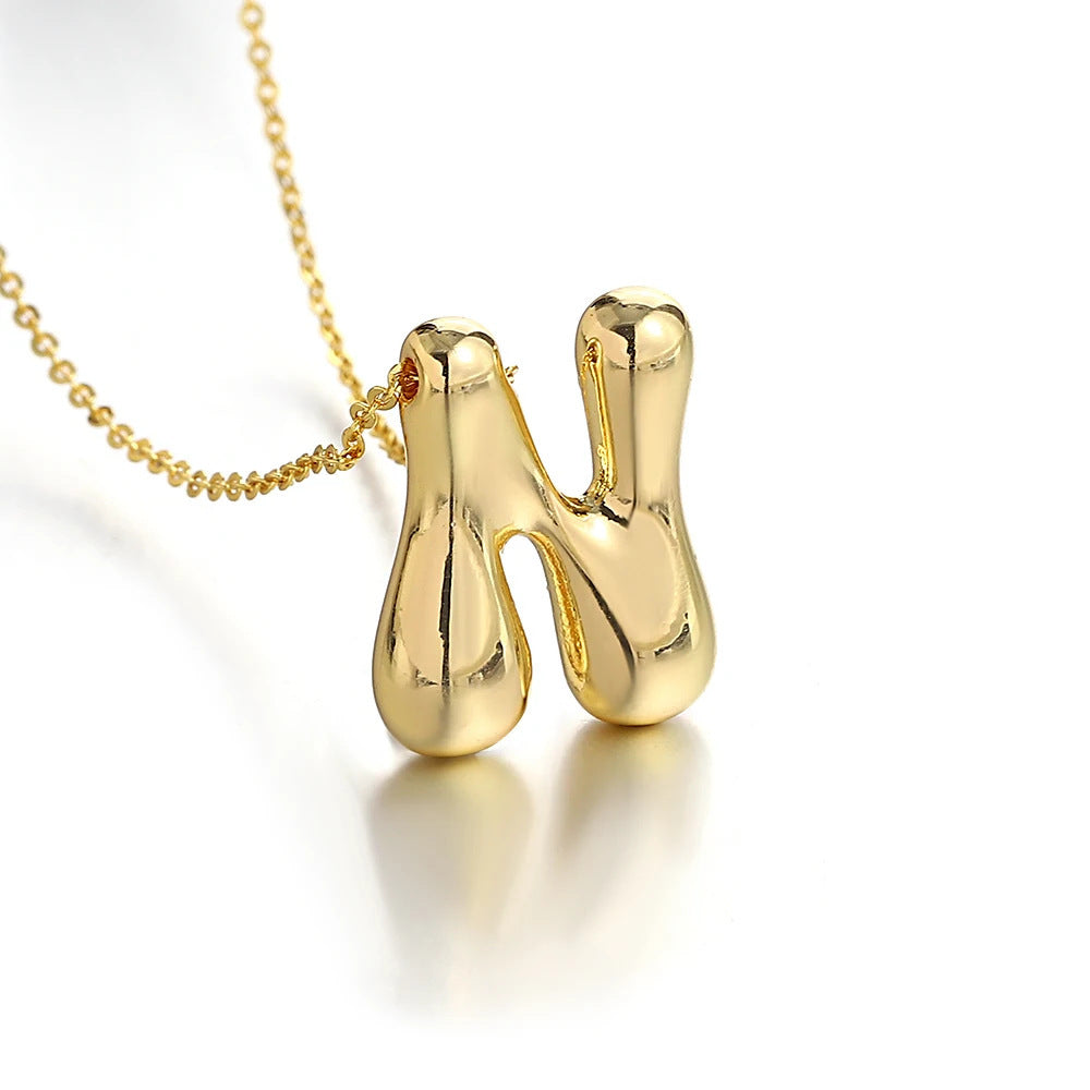 Bubble Initial Necklace l 18K Gold Plated