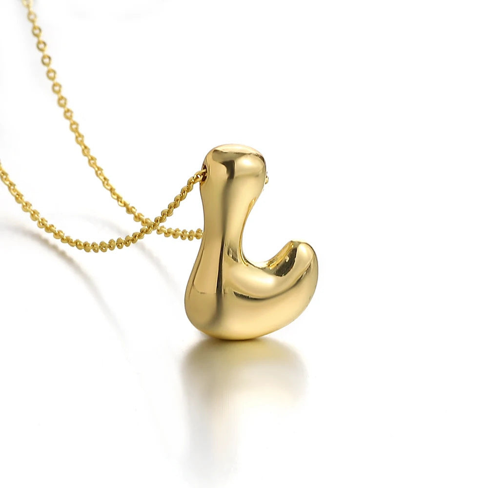 Bubble Initial Necklace l 18K Gold Plated