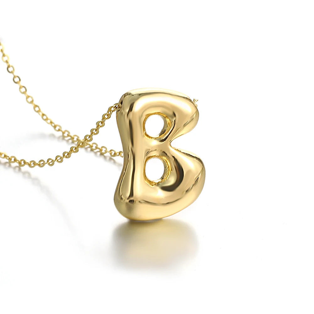 Bubble Initial Necklace l 18K Gold Plated