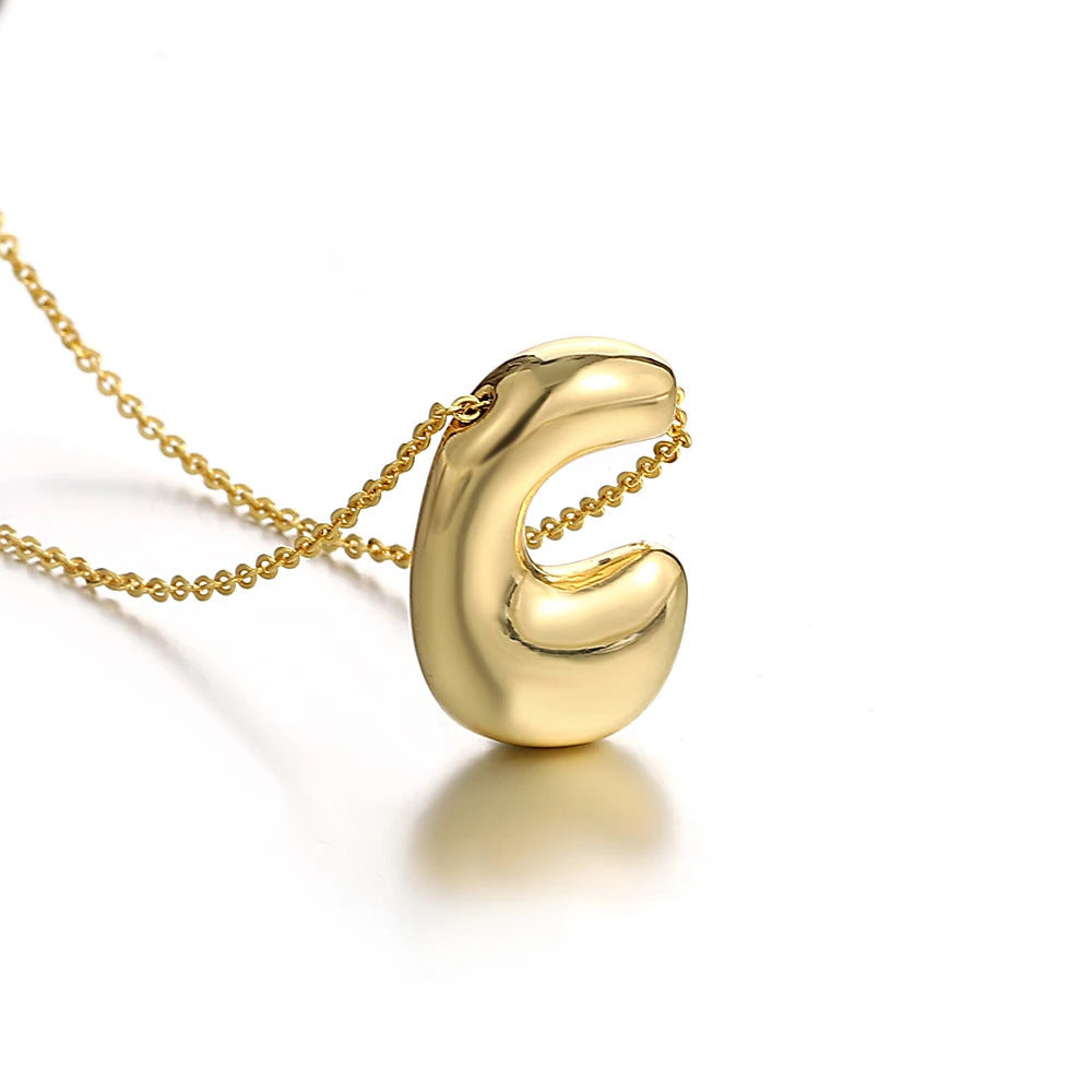 Bubble Initial Necklace l 18K Gold Plated