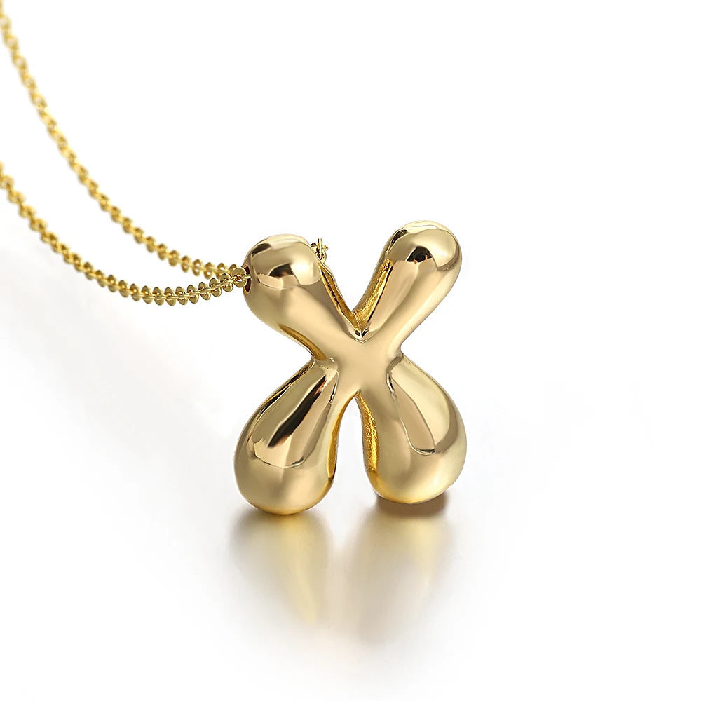 Bubble Initial Necklace l 18K Gold Plated