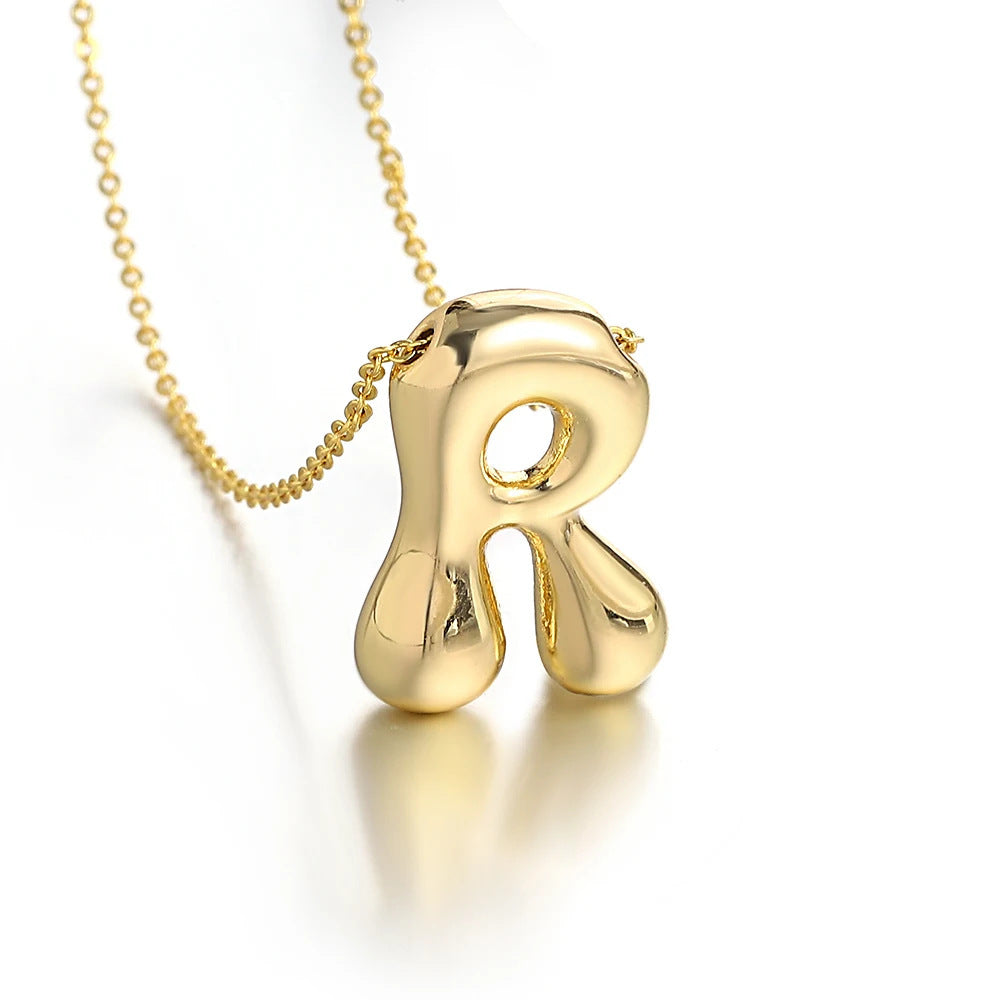 Bubble Initial Necklace l 18K Gold Plated