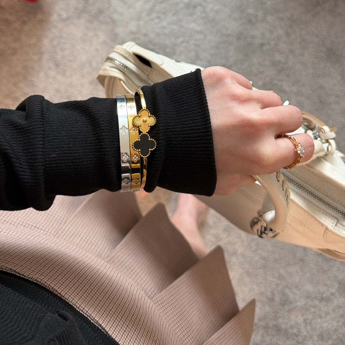 💛Double Clover Luxe Bangle Set | 18K Gold Plated