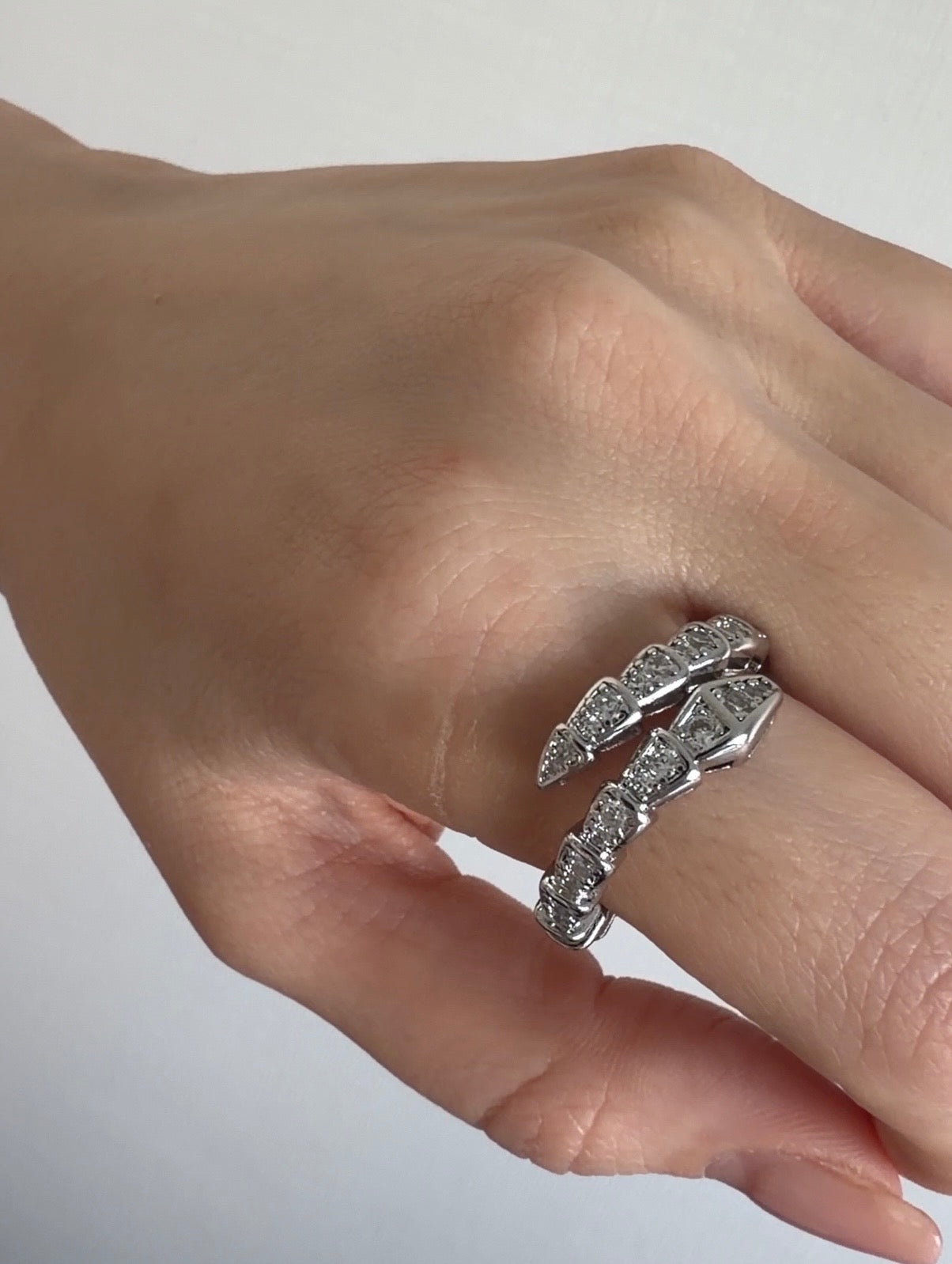 All-Zircon Snake Gold Open Ring / Luxury Accent Knuckle Ring