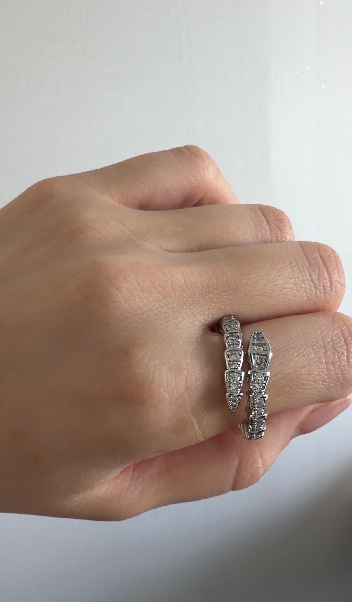 All-Zircon Snake Gold Open Ring / Luxury Accent Knuckle Ring