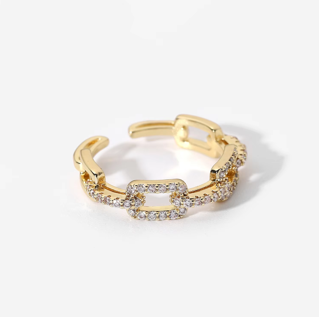 Crystal Pavé Gold Ring l 18K gold plated