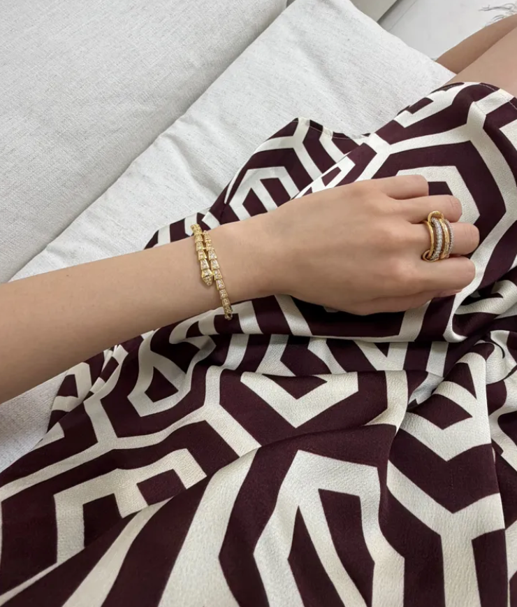 High-End Snake Silhouette Bangle / Micro-Pave Luxury Bracelet