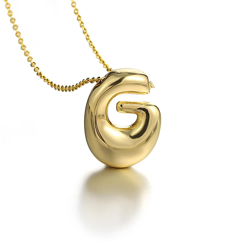 Bubble Initial Necklace l 18K Gold Plated