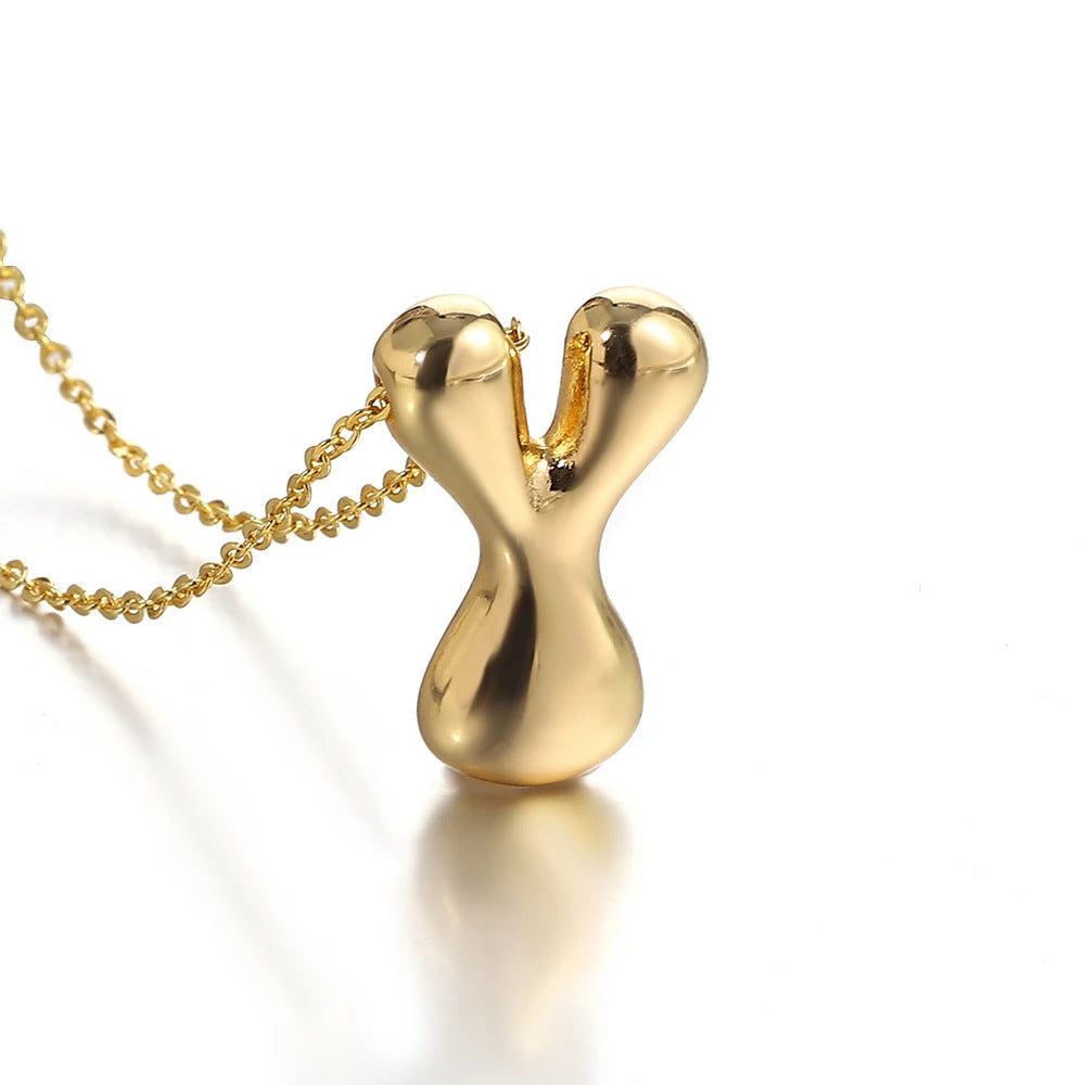 Bubble Initial Necklace l 18K Gold Plated