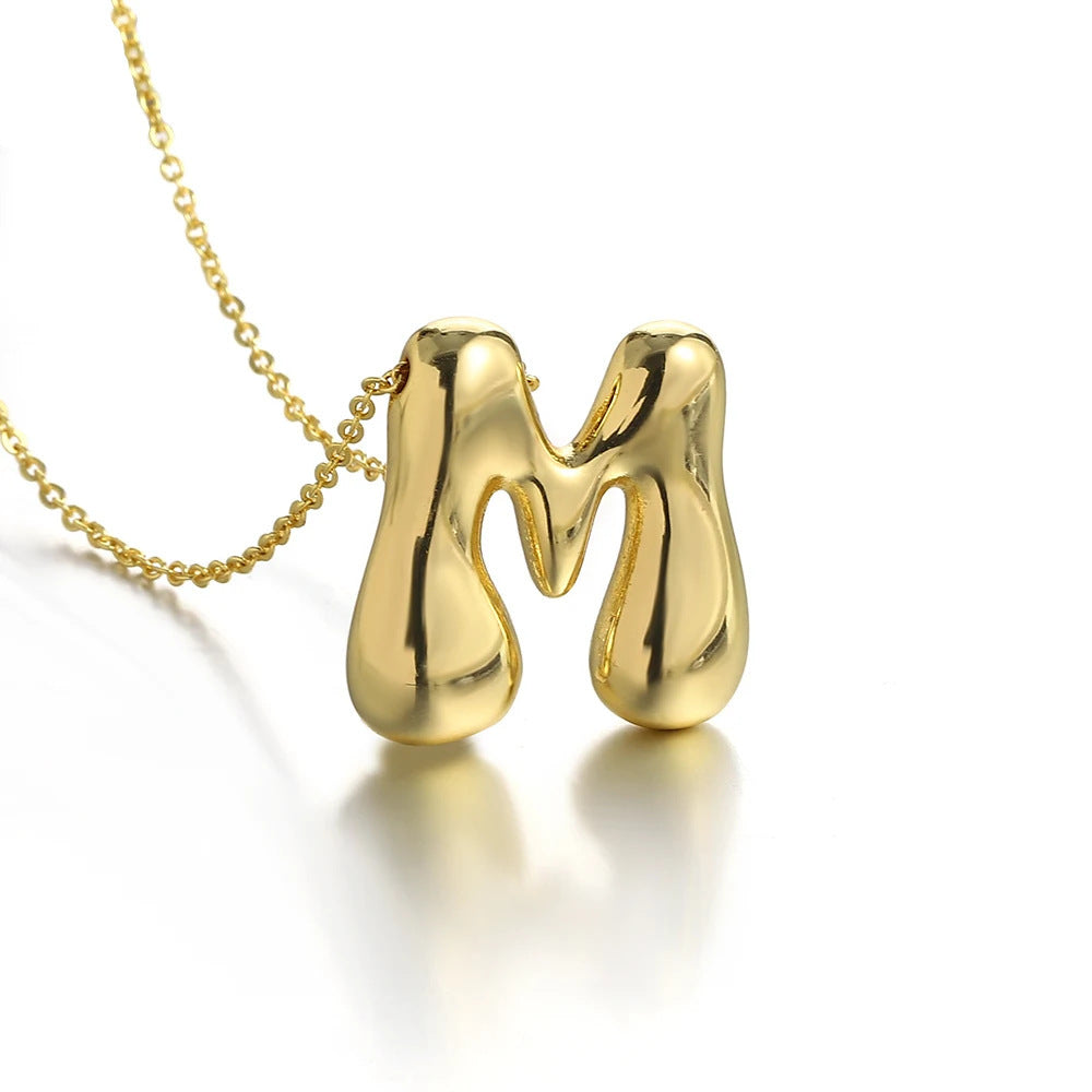 Bubble Initial Necklace l 18K Gold Plated