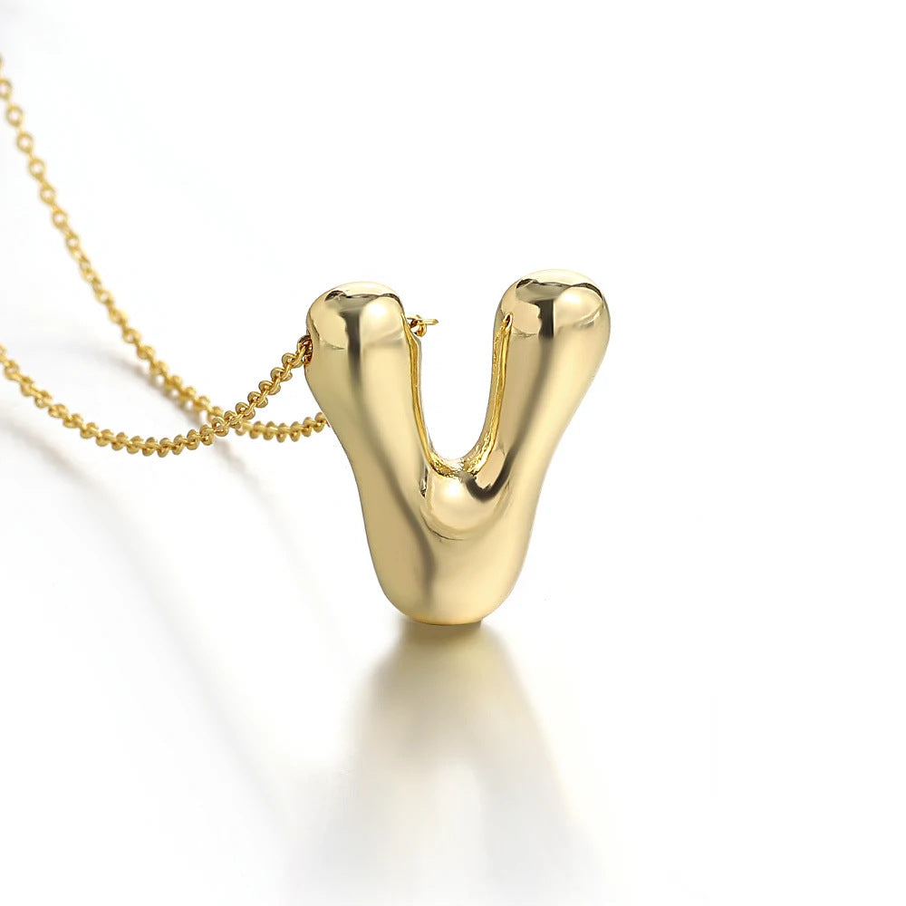 Bubble Initial Necklace l 18K Gold Plated