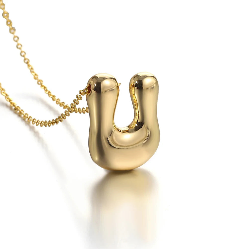 Bubble Initial Necklace l 18K Gold Plated